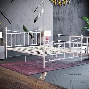 Vida Designs Paris White 4ft6 Double Metal Bed Frame, 190 x 135cm