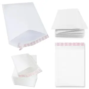 100 x Size 6 (215x320mm) White Padded Bubble Lined Postal Mailing Shipping Peel & Seal Closure Cushioned Envelopes