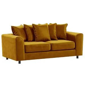 Brooklyn Plush Velvet Fabric 3 Seater sofa Foam Gold