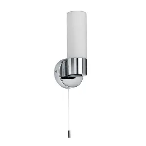 Luminosa Pure 1 Light Bathroom Wall Light Chrome IP44 with Opal Glass, E14