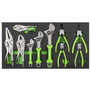 Siegen Adjustable Wrench & Pliers Set with Tool Tray 10pc