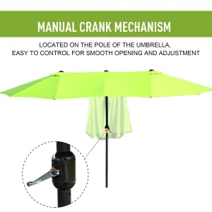 Outsunny Sun Umbrella Canopy Double-sided Crank Shade Shelter 4.6M Green