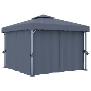 Berkfield Gazebo with Curtain 3x3 m Anthracite Aluminium