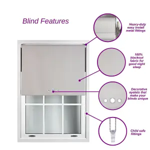 FURNISHED Blackout Roller Blinds with Triple Round Eyelets & Metal Fittings - Cream (W)180cm (L)210cm