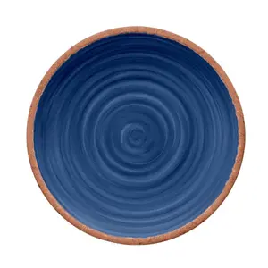 Purely Home Rustic Swirl Indigo Melamine Dinner Plates - Set of 4