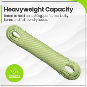 Hardys Clothes Washing Line - PVC Coated with Steel Core, Outdoor & Indoor Suitable Clothes Line, 80kg Capacity - 50m, Green