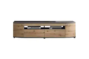 Elegant Dera 04 TV Cabinet H510mm W2000mm D470mm - Oak Artisan & Graphite Grey with Soft-Close System