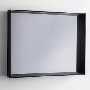 Edge-Black 1000, Illuminated rectangular wall mirror with Black frame, with LED 100x70x13 cm Black