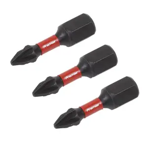 Sealey Pozi 2 Impact Power Tool Bits Forged From S2 Steel 25mm 3 Pieces AK8208