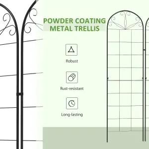 Outsunny Set of 2 Metal Trellis for Climbing Plants, Grid Design, 50 x 180cm