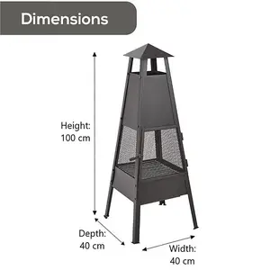 BillyOh Large Metal Chiminea 100cm