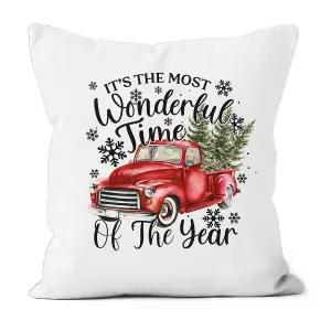 Poly Linen Christmas Cushion - Most Wonderful Time 60cm x 60cm