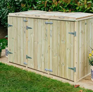 Shireburn 2 Wheelie Bin/2 Recycle Box Store - Timber - L80.4 x W203 x H120 cm