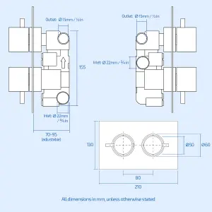 Teslie 2 Way Concealed Thermostatic Shower Mixer Head Handset