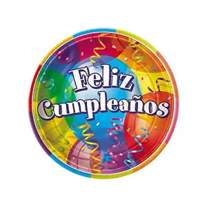 Unique Party Feliz Cumpleanos Disposable Plates (Pack of 8) Multicoloured (One Size)