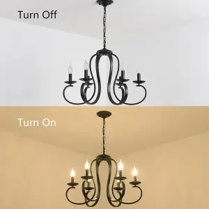 Garwarm 6-Light Vintage French Chandelier Candle-Style Pendant in Black Finish