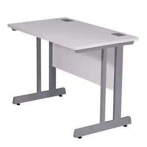 Nautilus Designs Computer Desk Beech Top Silver Frame Workstation with Cable Management for Home Office, Gaming (W)1400m