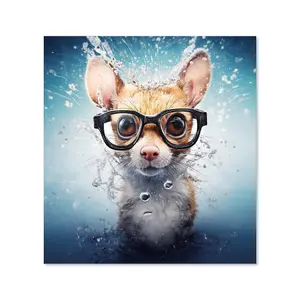 Splashart Doormouse With Glasses Premium Glass Kitchen Splashback W900mm x H750mm