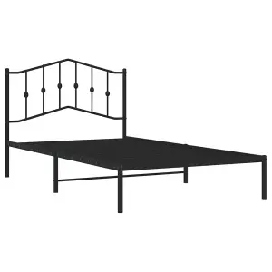 Berkfield Metal Bed Frame without Mattress with Headboard Black 107x203cm