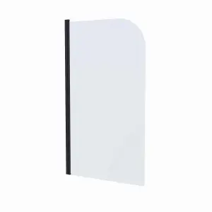 Nes Home Bentley 800mm Bath Screen Matt Black Profile Clear Glass Reversible