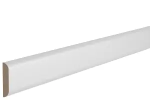 Self-adhesive Fully finished White MDF D-shape Moulding (L)2400mm (W)30mm (T)6mm