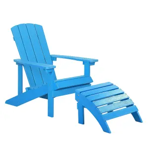 Garden Chair ADIRONDACK with Footstool Blue