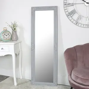 Melody Maison Tall Grey Wall Leaner Mirror 47cm x 142cm