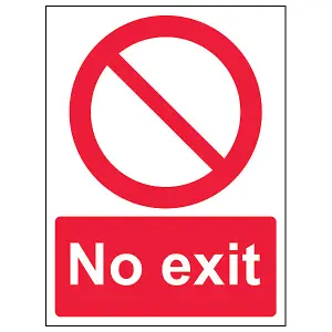 No Exit Prohibit Access Safety Sign - Adhesive Vinyl - 300x400mm (x3)