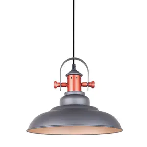 Luminosa Industrial And Retro Hanging Pendant Gray, Copper 1 Light , E27