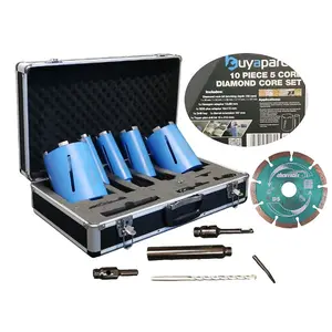 BAP Trade Pro 10 Piece 5 CORE Diamond Premium Set + 115MM Makita Diamond Blade