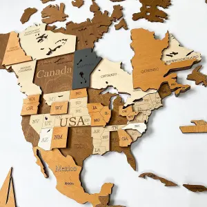 3D Wooden World Map - Rustic Wall Decor Gift (78.7x39.3) for Couples - Unique Home and Office Decoration, DIY Wall Art.