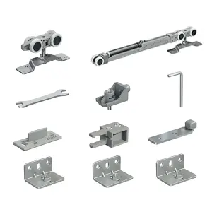 DecorAndDecor Top Hung Sliding Door Gear Kit - 120Kg Max Door Weight - 1200mm Track - One Way Soft Close