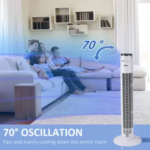 HOMCOM 38 Inch Tower Fan with 70 degree Oscillation 3 Speed and 3 Mode Indoor White