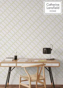 Muriva White Geometric 3D effect Patterned Wallpaper