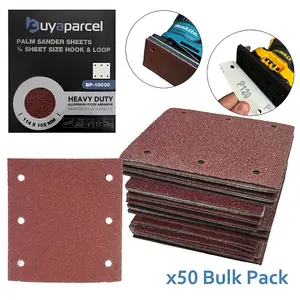 50 x 120 Grit 114mm x 102 1/4" Sheet Palm Sander Medium Sanding Sheets Hook Loop