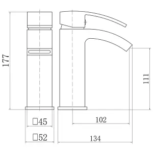 Bathroom Tap Modern Square Black Basin sink Mijas Mono Mixer