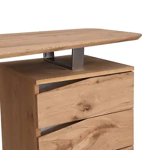 Camelia Wooden Computer Desk With 3 Drawers In Knotty Oak