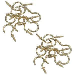 Shouldered Screw Hooks Fasteners Hanger Brass Plated 15mm Dia 25mm Length 20pc