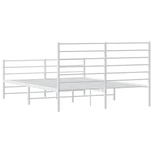 Berkfield Metal Bed Frame with Headboard and Footboard White 120x190 cm 4FT Small Double