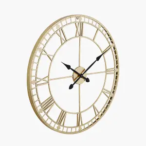 Antique Gold Metal Round Wall Clock Large