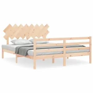 Berkfield Bed Frame with Headboard 160x200 cm Solid Wood