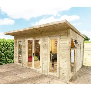 6m x 3m (20ft x 10ft) Insulated Pressure Treated Garden Room / Office + Double Doors + Double Glazing + Overhang (6x3)