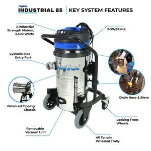 SkyVac Industrial 85 Gutter Vacuum, Elite 6 Pole Package. Site Friendly 110V.