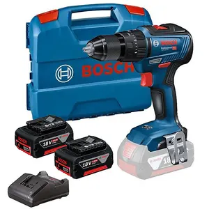 Bosch 18v GSB 18V-55 Brushless Combi Hammer Drill - 2 x 5.0ah Battery + L Case