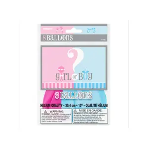 Unique Party Gender Reveal Balloons (Pack of 8) Blue/Pink (One Size)