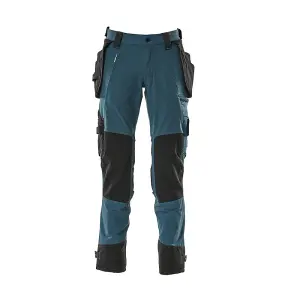 Mascot Advanced Trousers with Holster Pockets and Stretch - Dark Petroleum   (30.5) (Leg Length - Regular)