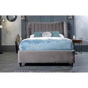 Carli Plush Velvet Silver Bed Frame