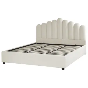 Velvet EU Super King Size Ottoman Bed Off White VINCENNES