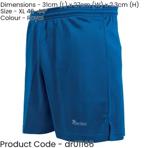 XL ADULT Elastic Lightweight Football Training Shorts - Plain ROYAL BLUE 42-44"