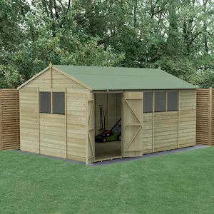 Beckwood 15x10 Reverse Apex Shed - 6 Windows - Double Door